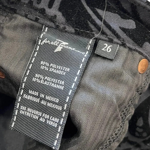 7 For All Mankind Jeans 7fam Black Velvet Paisley Pants 26 - Picture 4 of 4